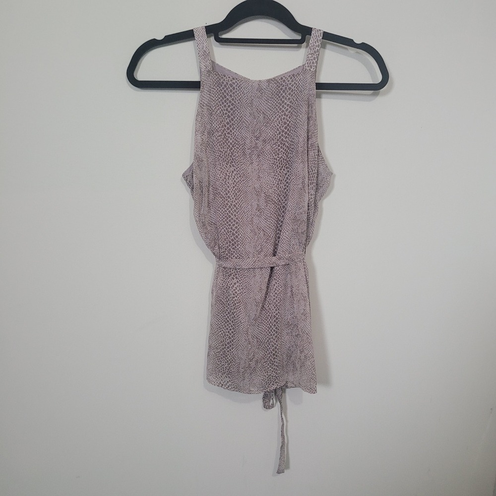 Banana Republic Size XS Tank Top Women Mauve Snakeskin Print Belted High Neck